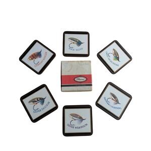 Vintage Pimpernel Coasters Salmon Flies by Gunnar Johnson - Set of 6